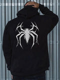 Men's Spider Print Hoodie, Casual Regular Fit Sweatshirt, Drawstring Pocket for Men's Daily Wear, Spring & Fall Outdoor FashionÂ 