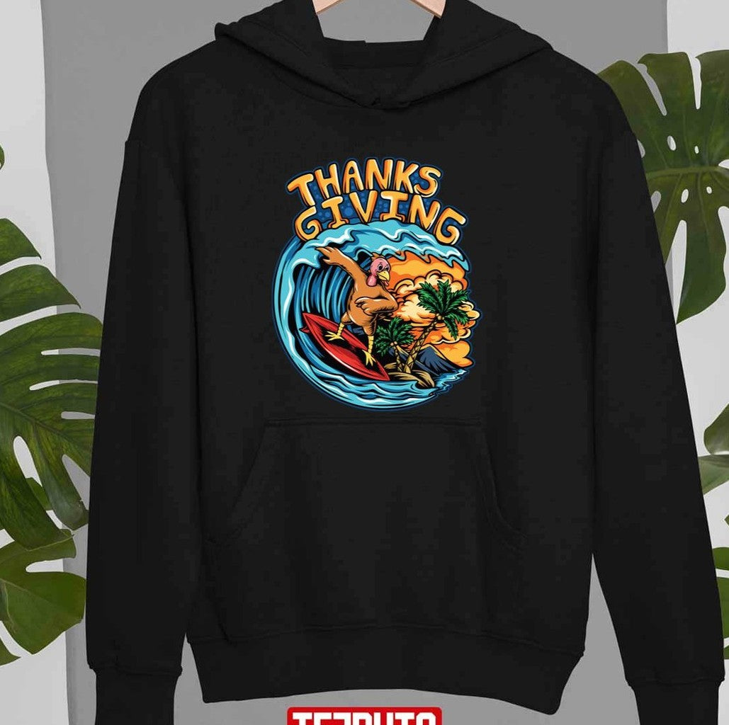 Oldschool Turkey Thanksgiving Surfing Wave Unisex Sweatshirt