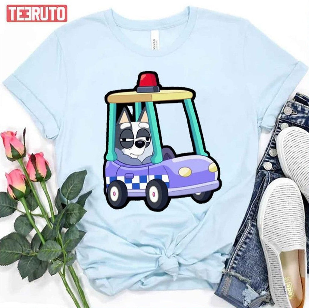 Muffin Cop Car Bluey Unisex T-Shirt
