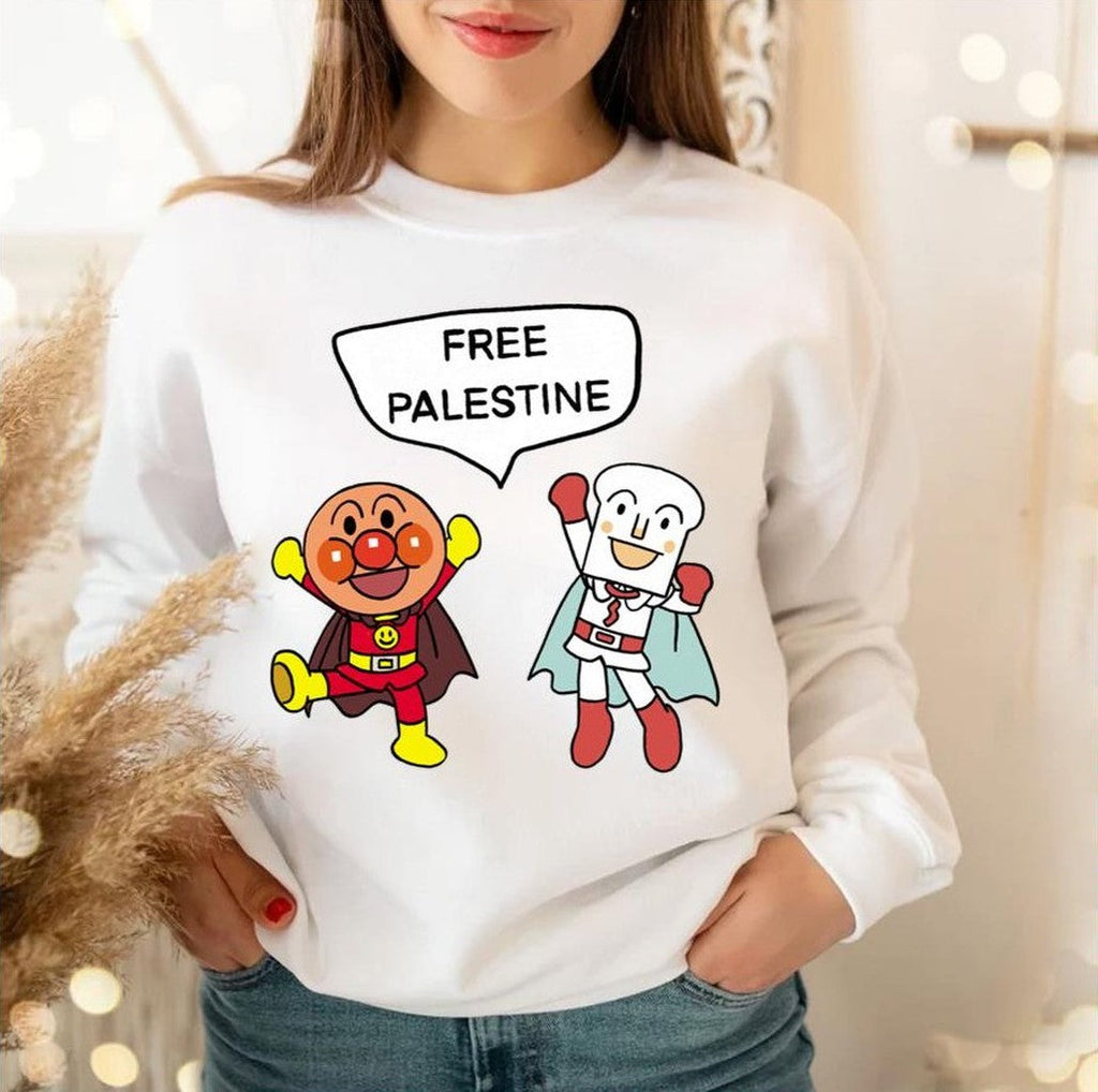 Anpanman Shokupanman Free Palestine Unisex Sweatshirt