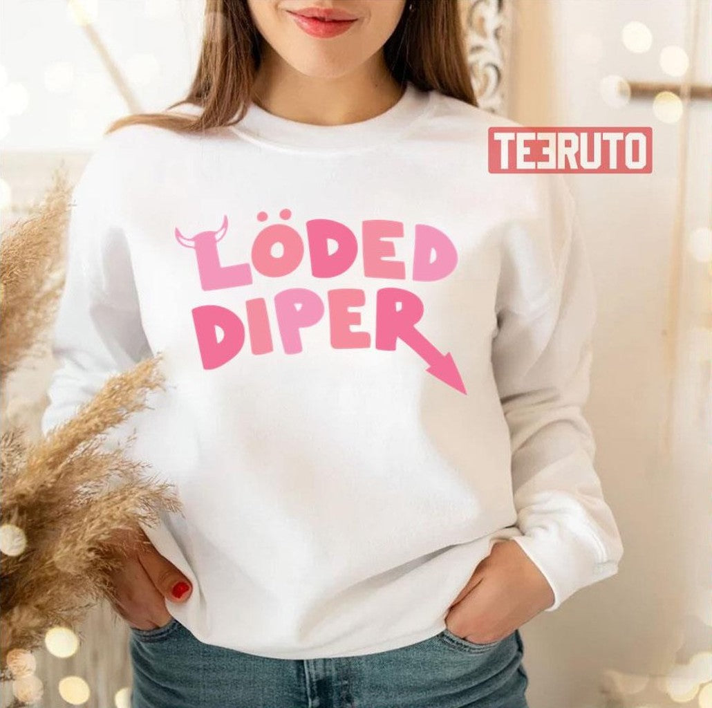 Pink Text Design Rodrick Heffley Loded Diper Unisex Sweatshirt