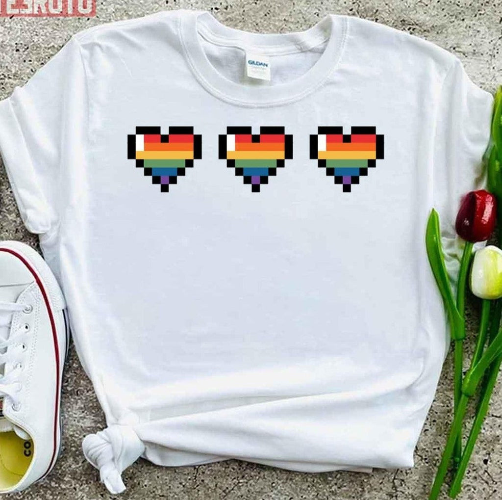 Pride Flag Hearts Gay Unisex T-Shirt