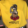 Mom Life Skull Leopard Funny Mothers Day Women T-Shirt