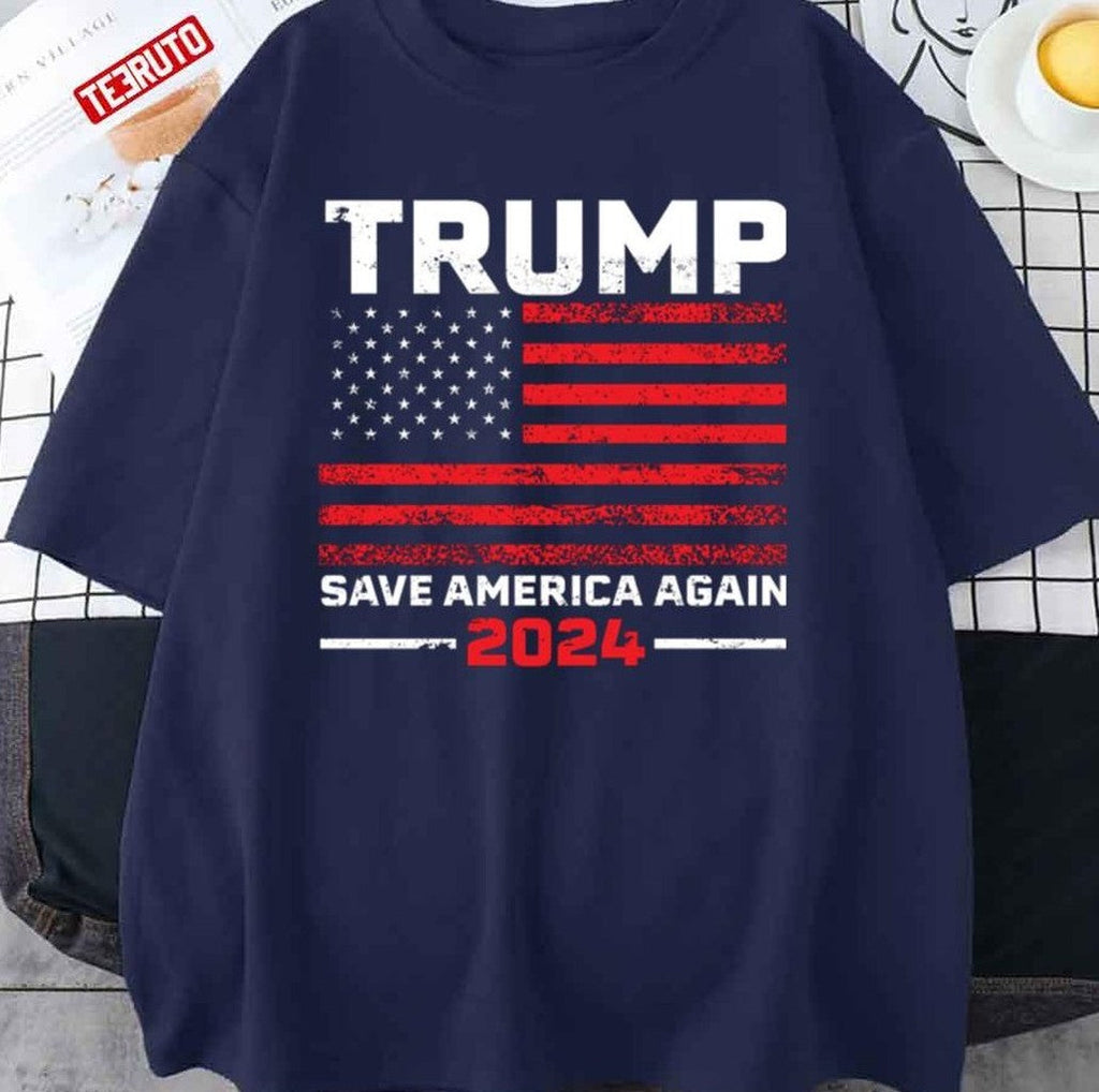 Save America Again 2024 Trump US Flag Vintage Donald Trump Unisex Sweatshirt
