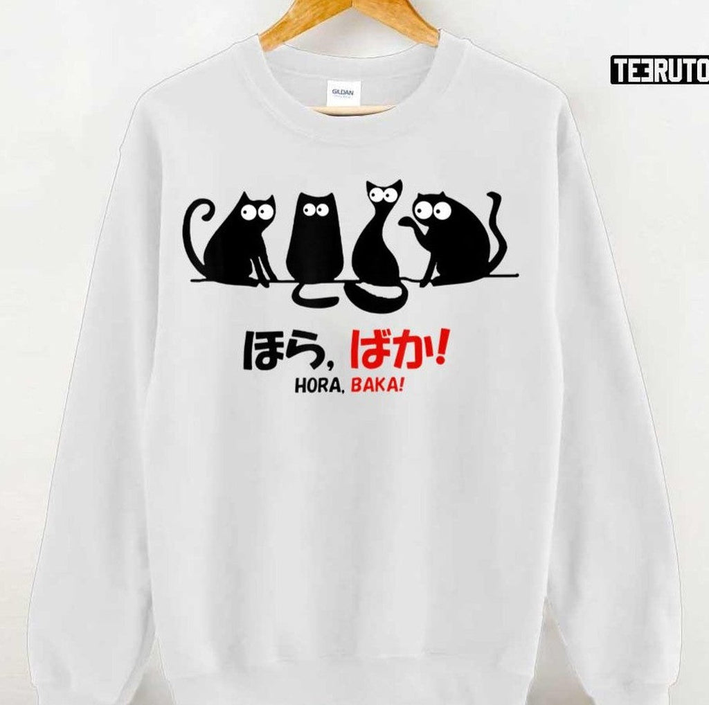 Anime Cute Cats Hora Baka Japanese Cat Lover Unisex T-shirt