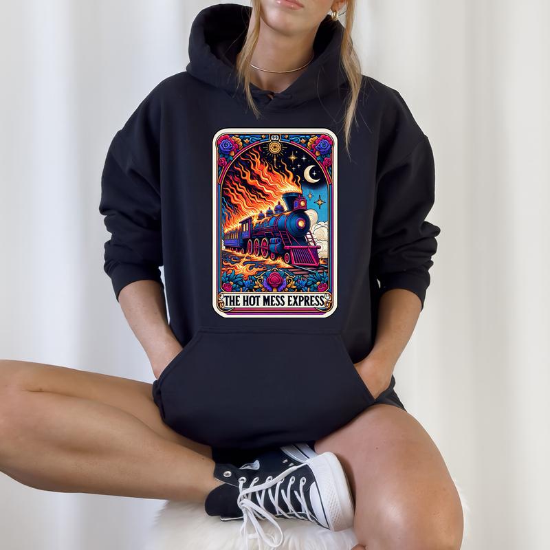The Hot Mess Express- Unisex Crewneck Sweatshirt - Print is Sublimation, Christmas Crewneck, Gift Idea, Relaxed Fit, Casual Apparel