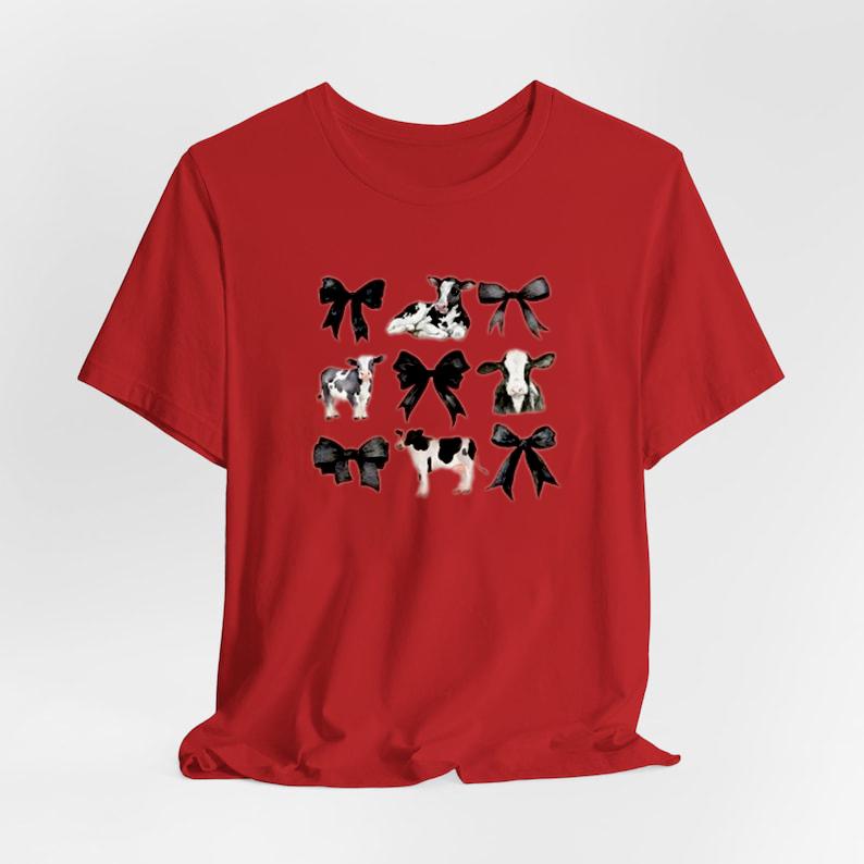 Coquette Cows and Bows Sweatshirt, Women's Farm Aesthetic Tee, Women's Comfort Colors Graphic Tee, Cow Lovers T-Shirt, Unisex Cotton Shirt, Gift For A