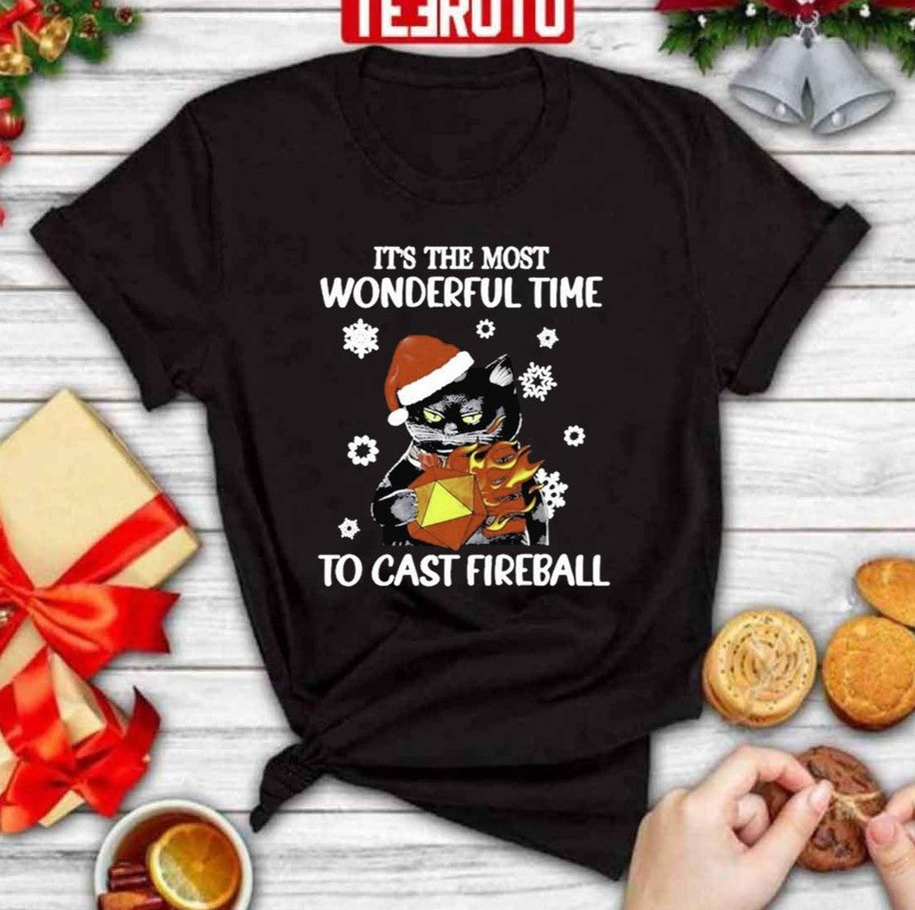 Santa Black Cat It’s The Most Wonderful Time To Cast Fireball Christmas Unisex Sweatshirt