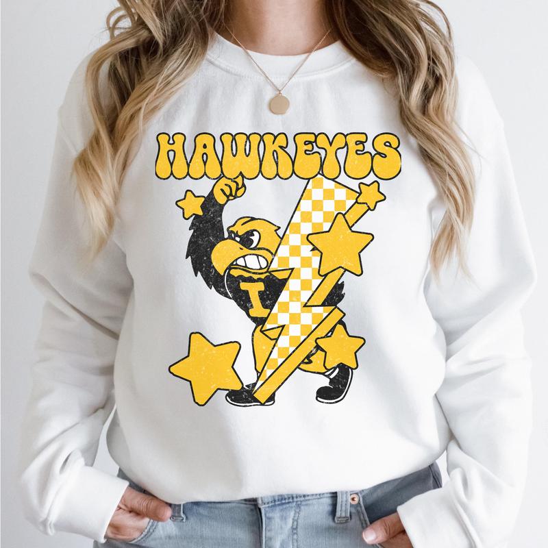 Iowa Hawkeyes Vintage NCAA Football Sweatshirt, University Sport Shirt, Classic Gift for Fans, Women, Cotton Collection, Comfort Pullover T-Shirt