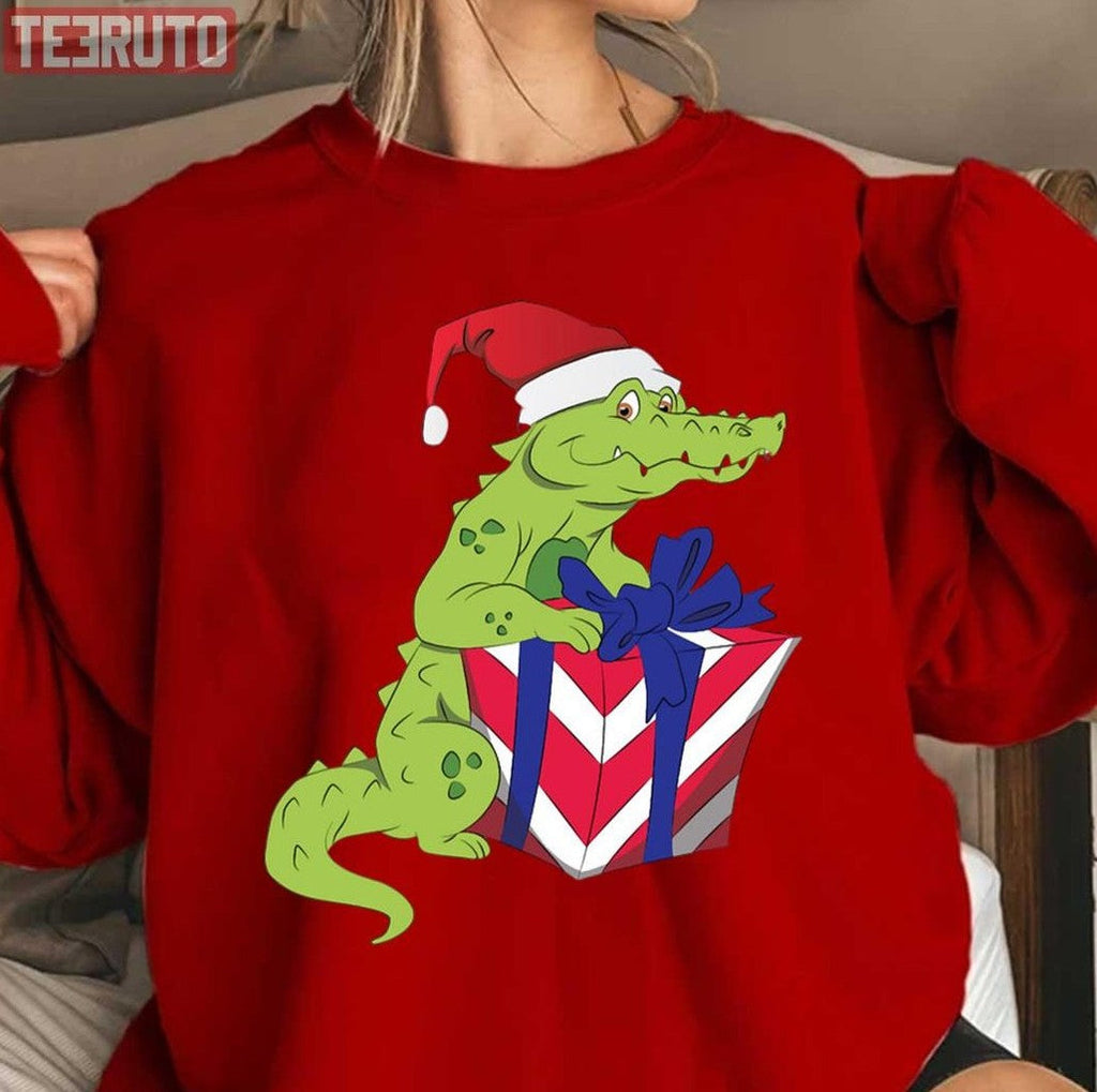 Santa Crocodile With Box Unisex Sweatshirt