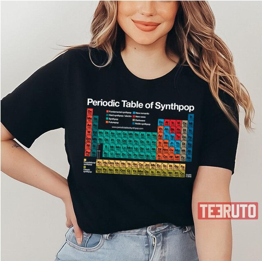Periodic Table Of Synthpop Dark Background Unisex T-Shirt