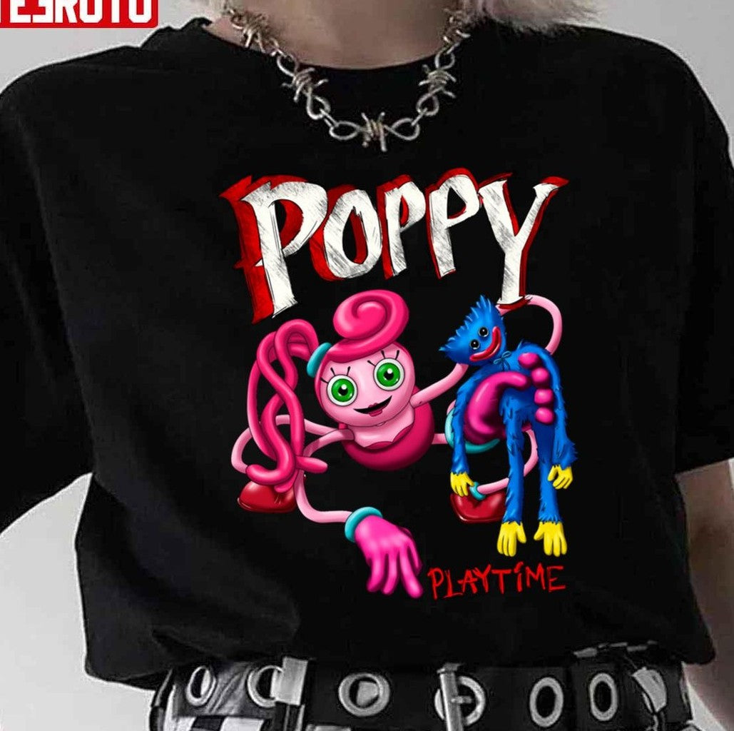 Poppy Playtime Mommy Long Legs And Huggy Wuggy Unisex T-Shirt