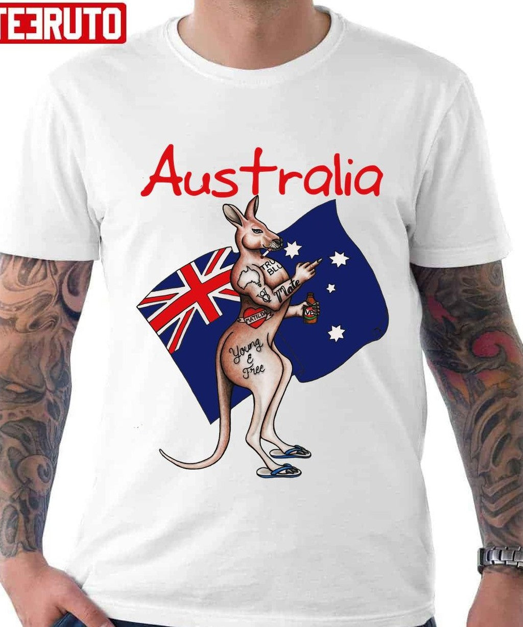 Australia Flag Kangaroo Unisex T-Shirt