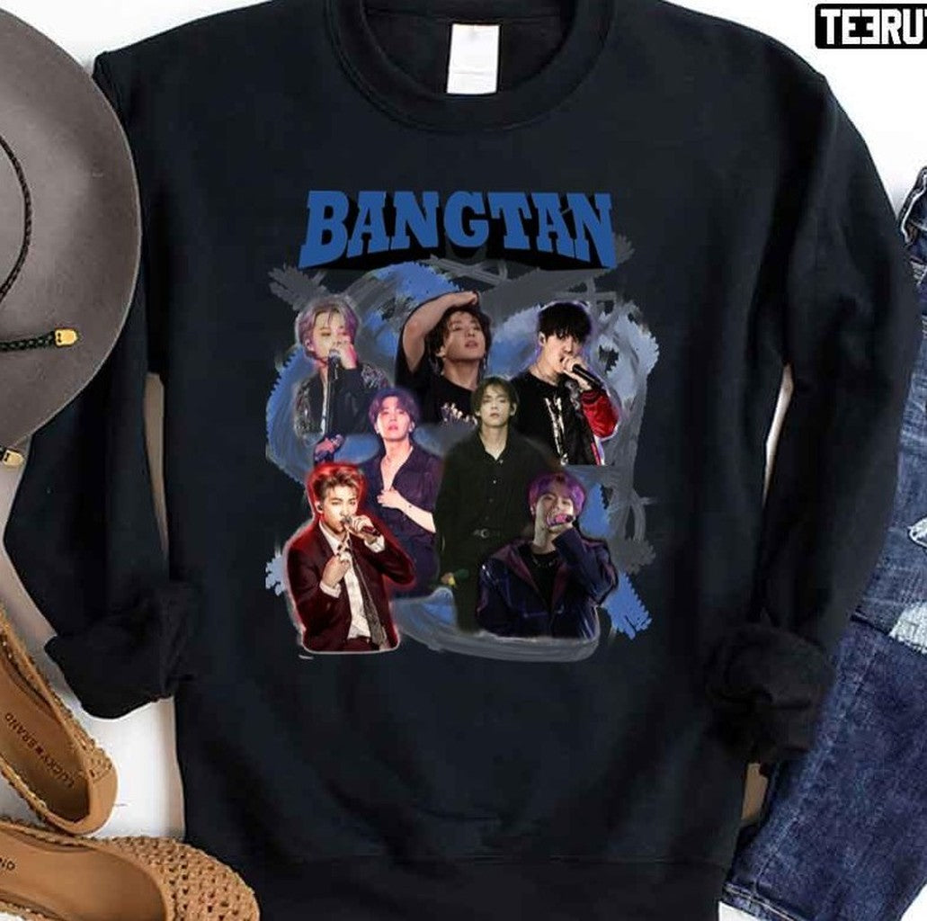 Bangtan BTS Kpop Boys Band Army Fan Bootleg Vintage Homage 90s Unisex Sweatshirt Hooded