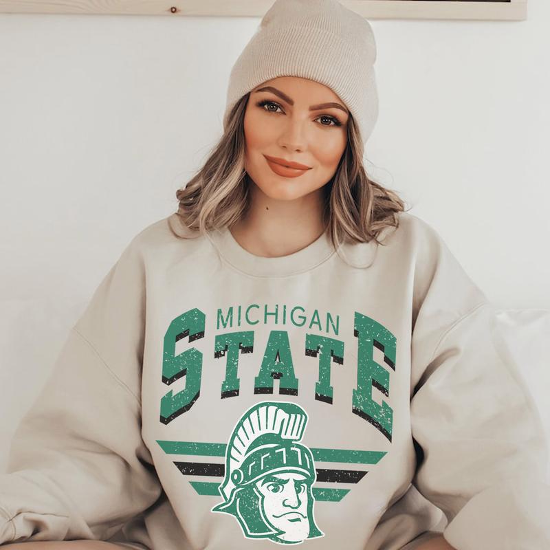 Vintage Michigan State Spartans Sweatshirt, Women's Comfort Wear, Classic Sport Sweatshirt, Gift for Fans, Men, Unisex Collection, Style HS0014