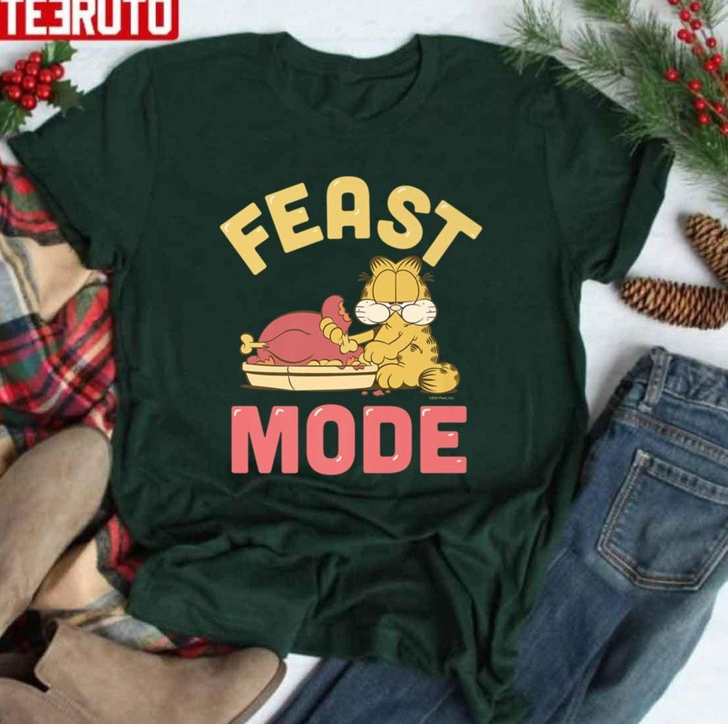 Thanksgiving Turkey Feast Mode Garfield Funny Unisex T-shirt