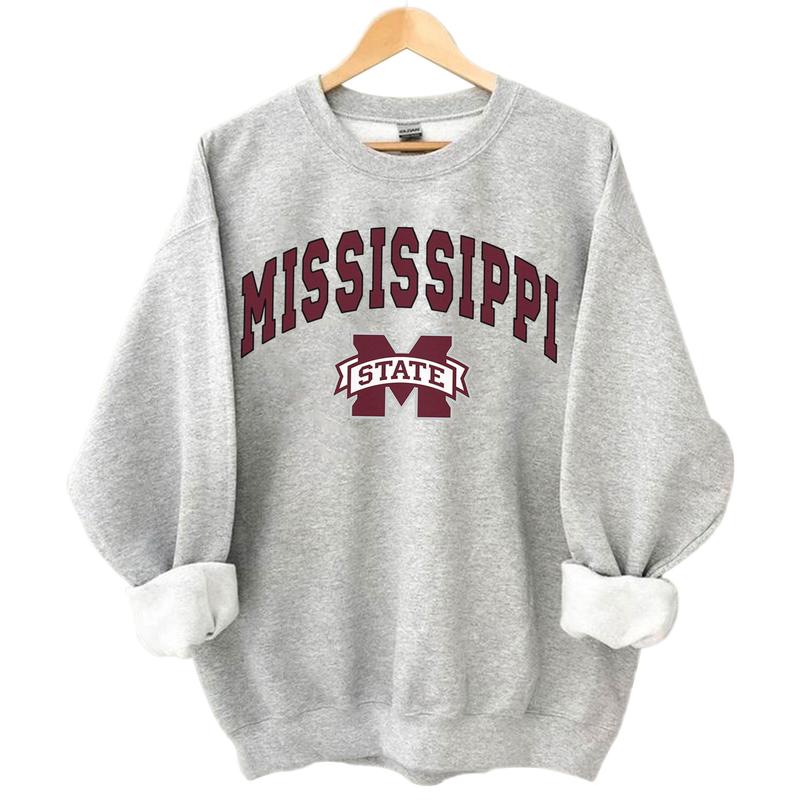 Mississippi State Bulldogs Vintage Football NCAA Sweatshirt  University Crewneck for Game Day  Unisex Cotton Tops