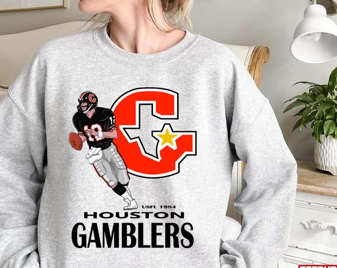 Retro Football Houston Gamblers Usfl Unisex Sweatshirt