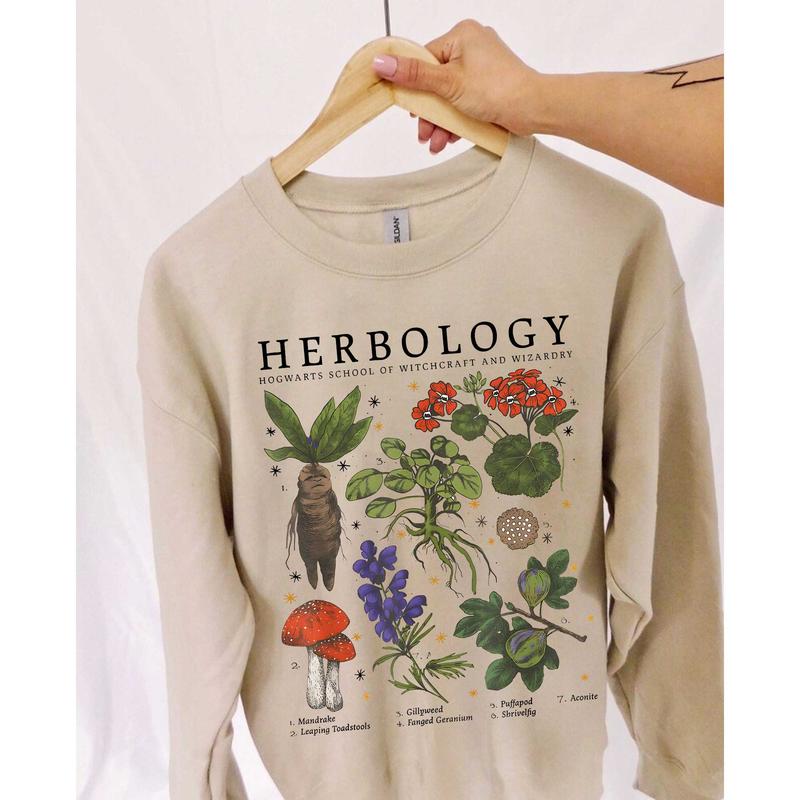 Herbology Sweatshirt Hoodie Shirt, Gift For Plant Lover Cotton Fit Womenswear wizard house