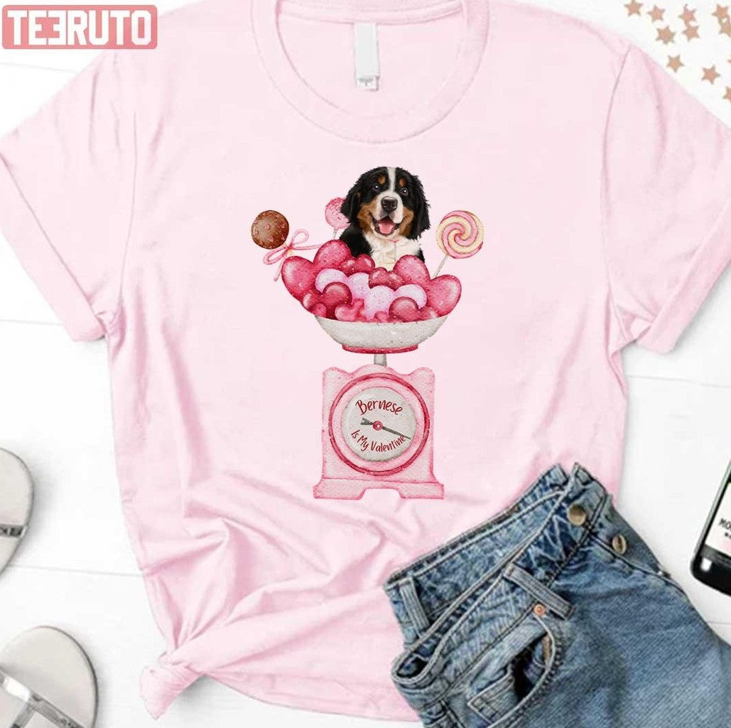 Bernese Mt. Dog Is My Valentine Pink Unisex Sweatshirt