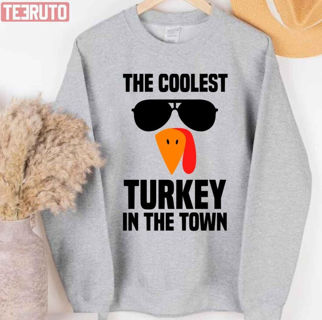 Sunglasses Coolest Turkey In Town Thanksgiving Thankful Fall T-Shirt