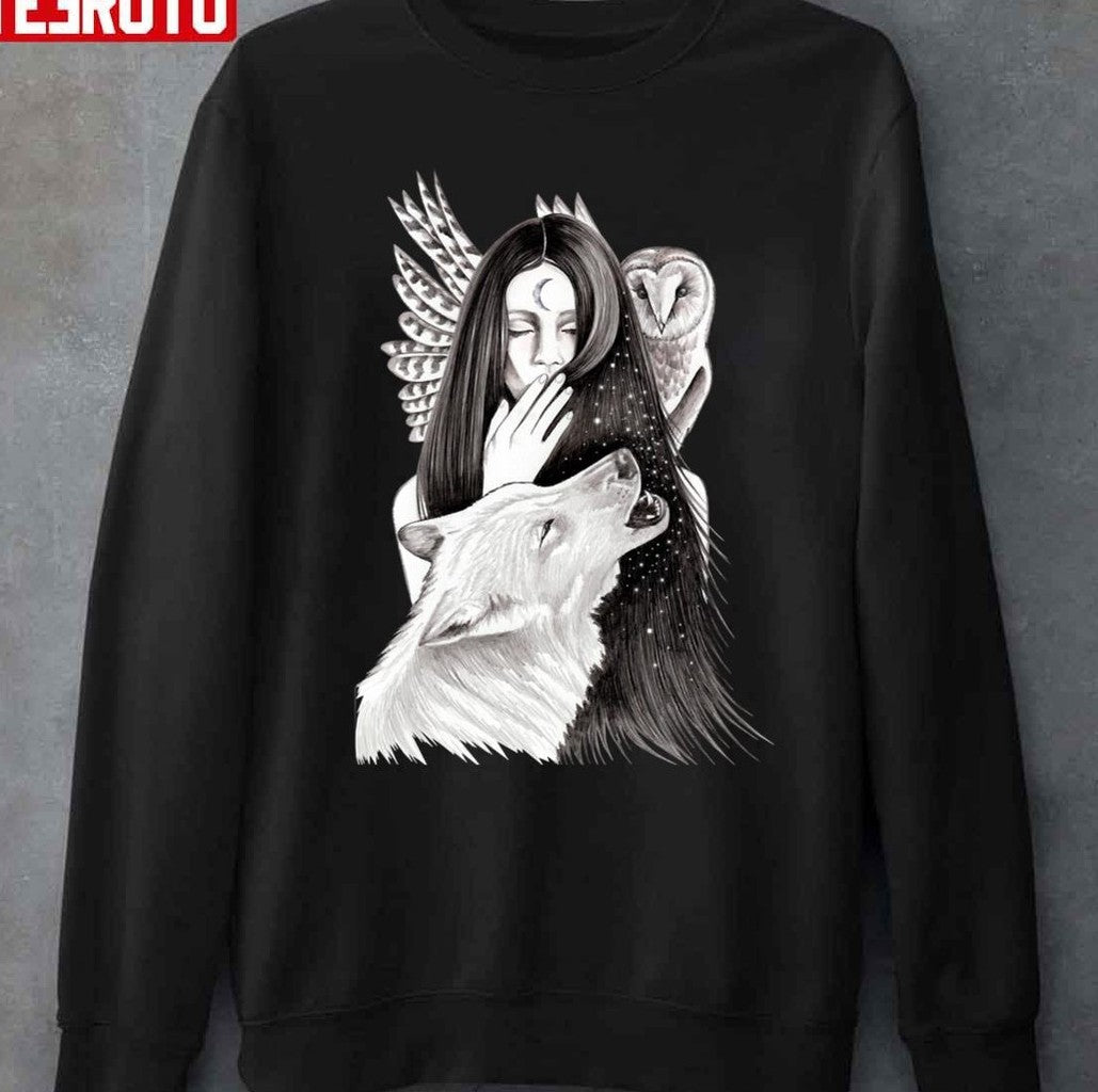 Ritual Wolf And Owl Unisex Sweatshirt