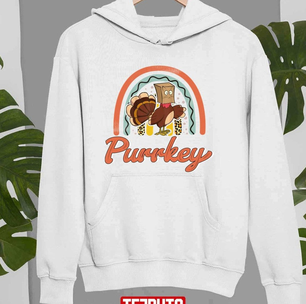 Purrkey Thanksgiving Hallothanksmas Funny Thanksgiving Turkey Art Unisex Sweatshirt