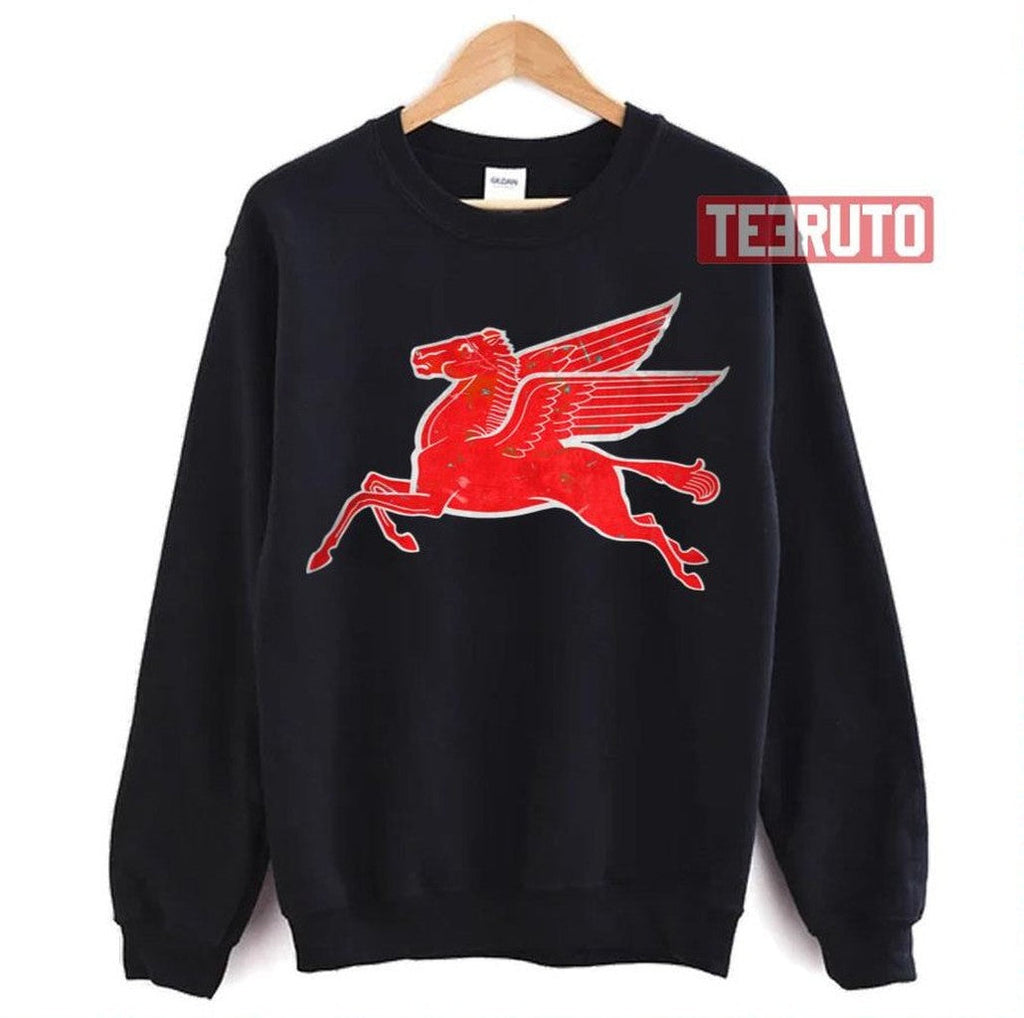 Red Pegasus Distressed Version Facing Left Unisex T-Shirt