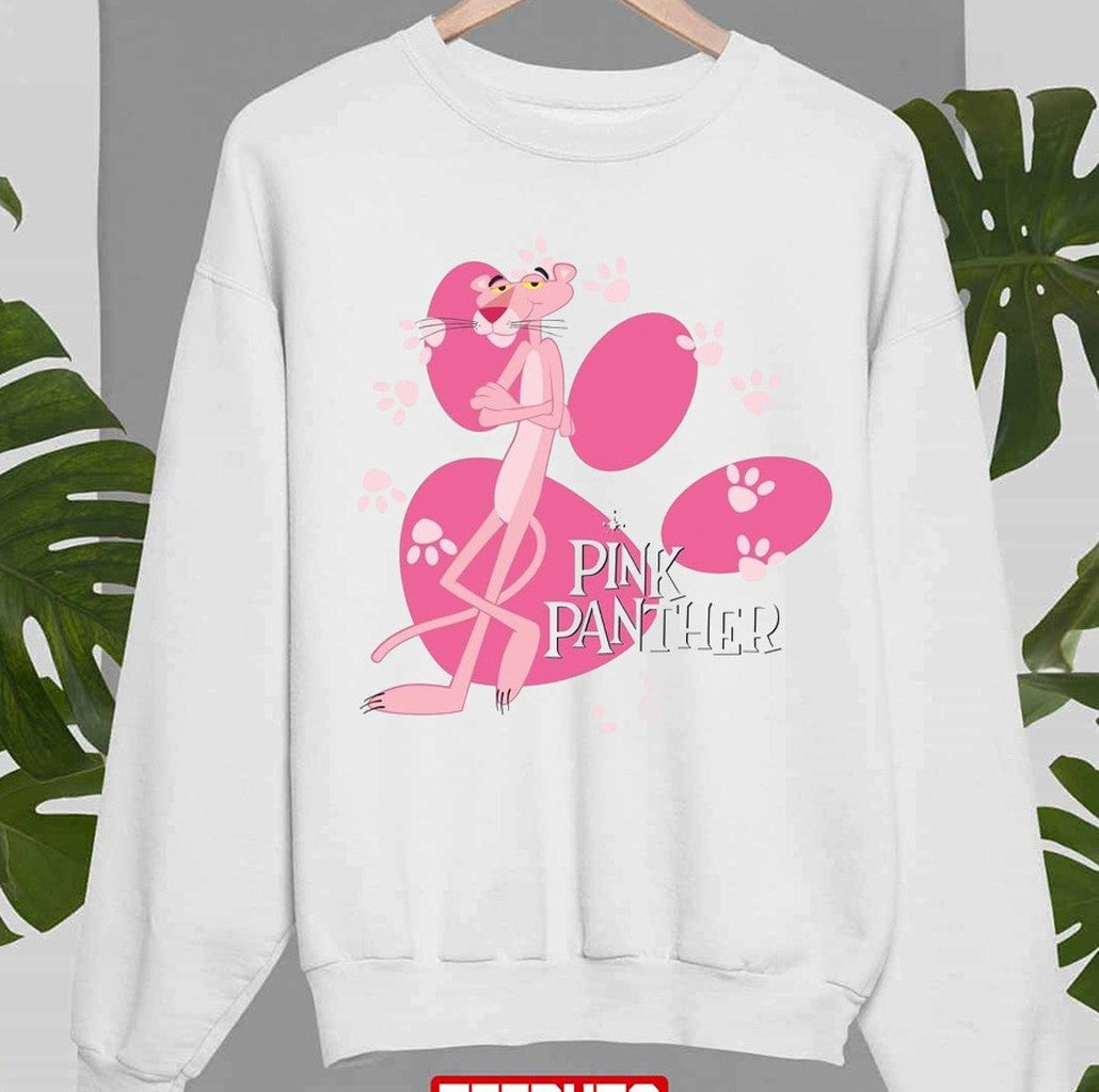 Pink Paw-Prints Pink Panther Cartoon Friend Unisex Sweatshirt