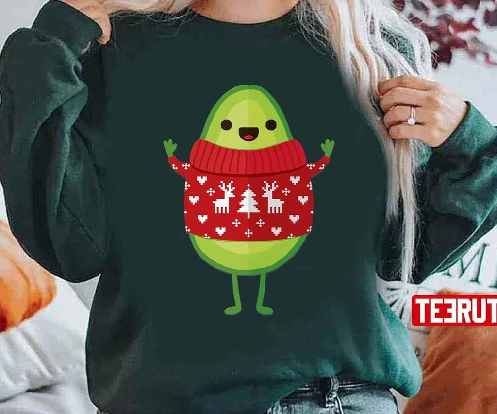 Avocado Wearing Ugly Sweater Merry Christmas Unisex T-Shirt