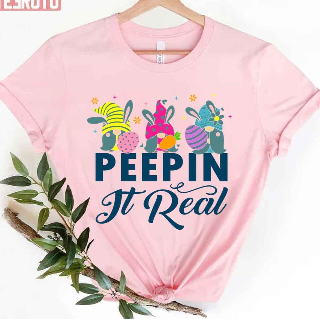 Peepin It Real Funny Easter Rabbit Unisex T-Shirt