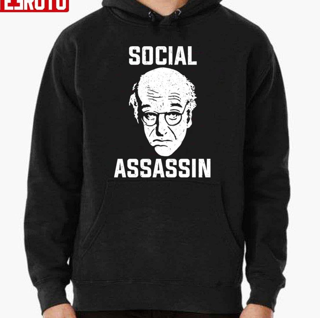Social Assassin Larry David White Portrait Unisex Hoodie