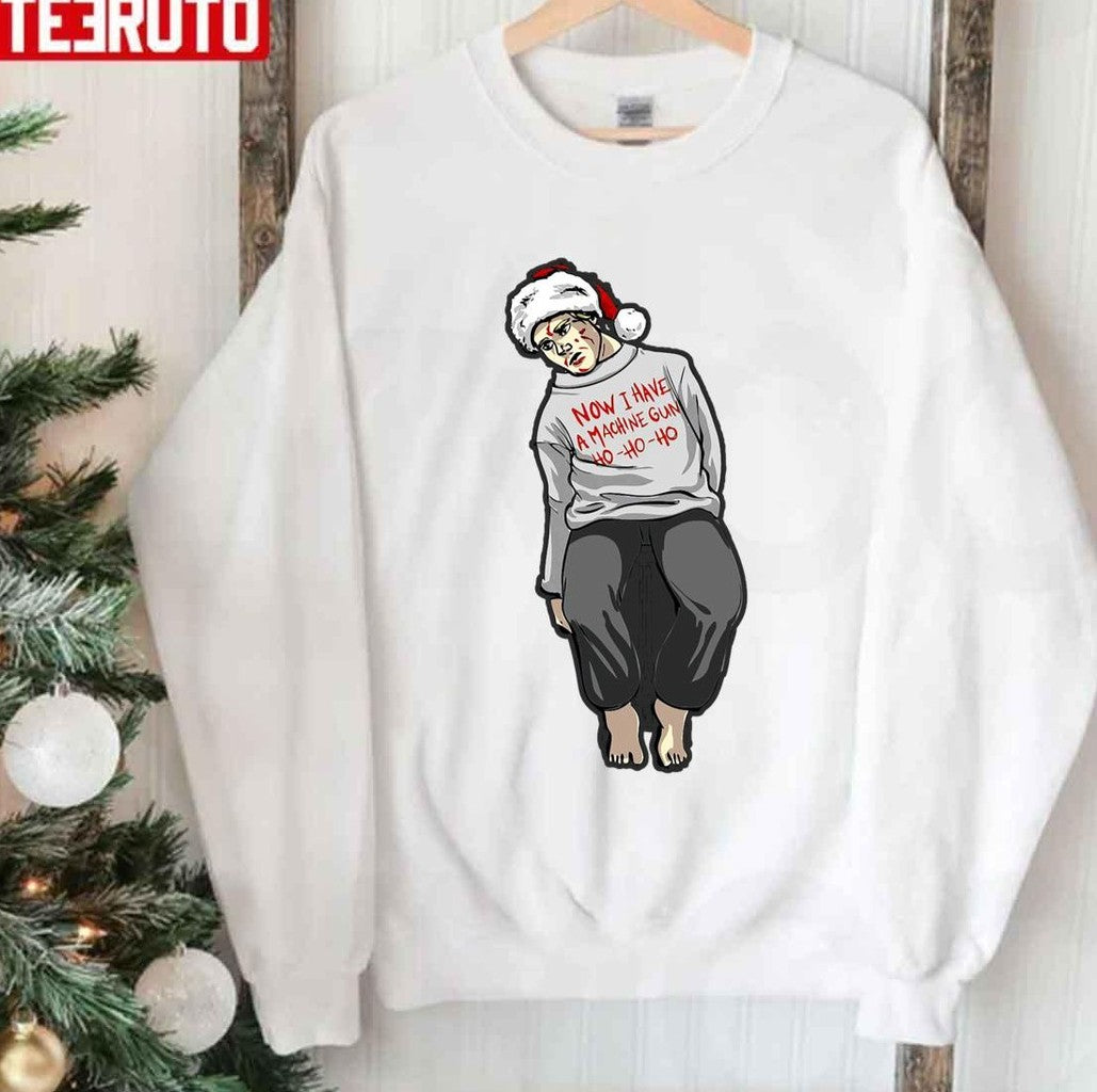 Santa Christmas Halftone Pattern Now I Have A Machine Gun Unisex Sweatshirt
