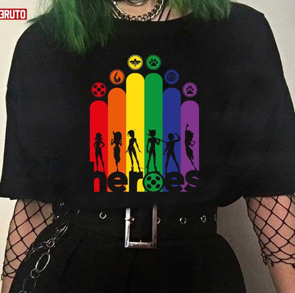 Rainbow Collection All Heroez Icons Miraculous Ladybug Unisex T-Shirt