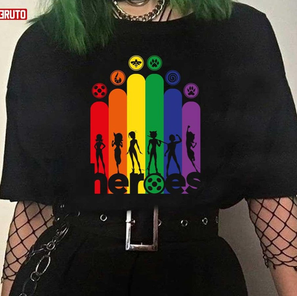 Rainbow Collection All Heroez Icons Miraculous Ladybug Unisex T-Shirt