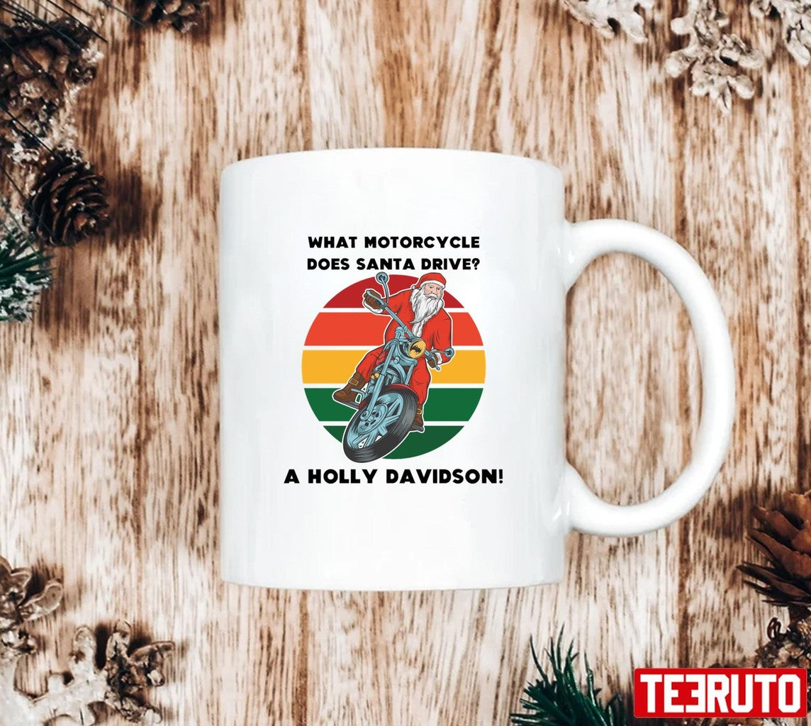 Santa Motorcycle Holly Davidson Joke Christmas Unisex Sweatshirt