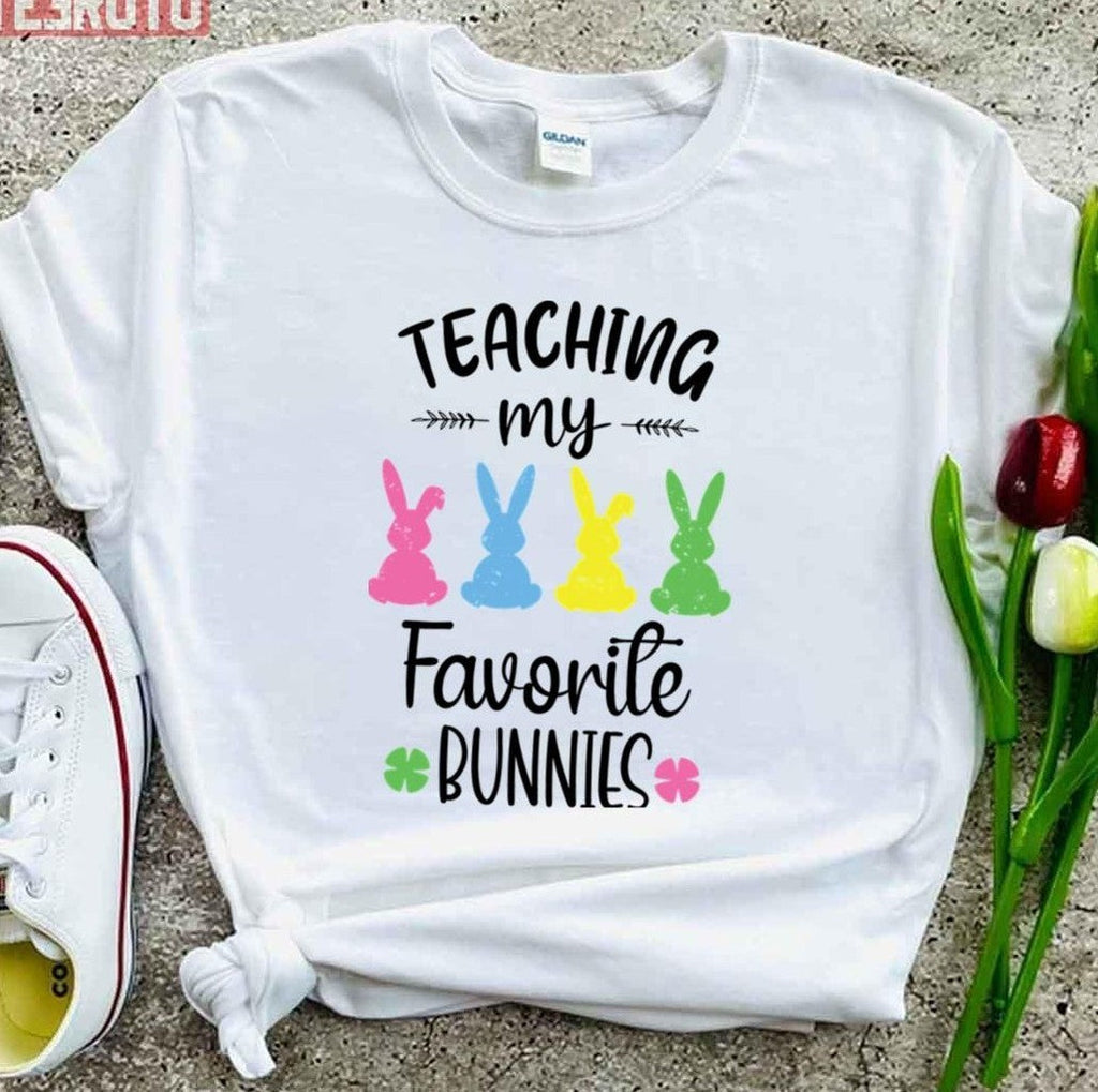 Teacher Easter Bunny Teaching My Favorite Bunnies Funny Art Unisex T-shirt