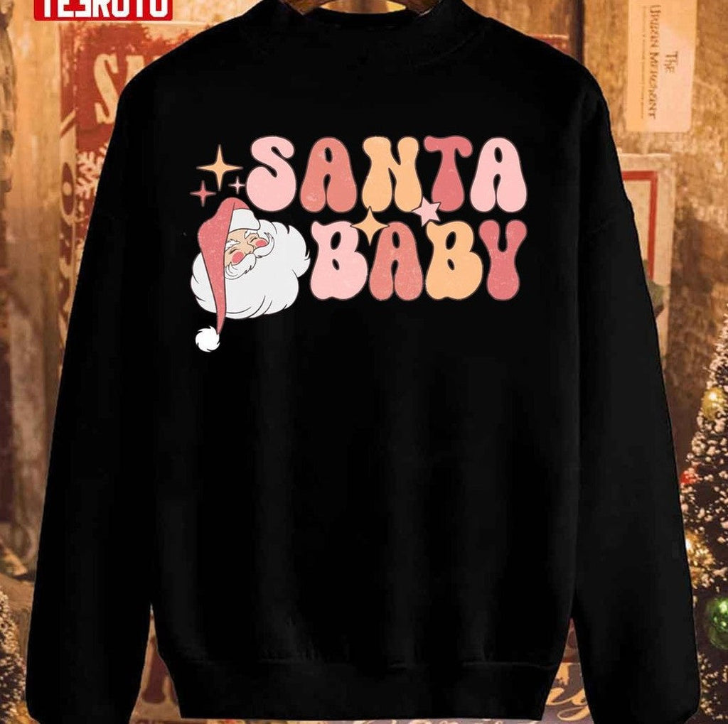 Santa Baby Merry And Bright Christmas Retro Christmas Unisex Sweatshirt