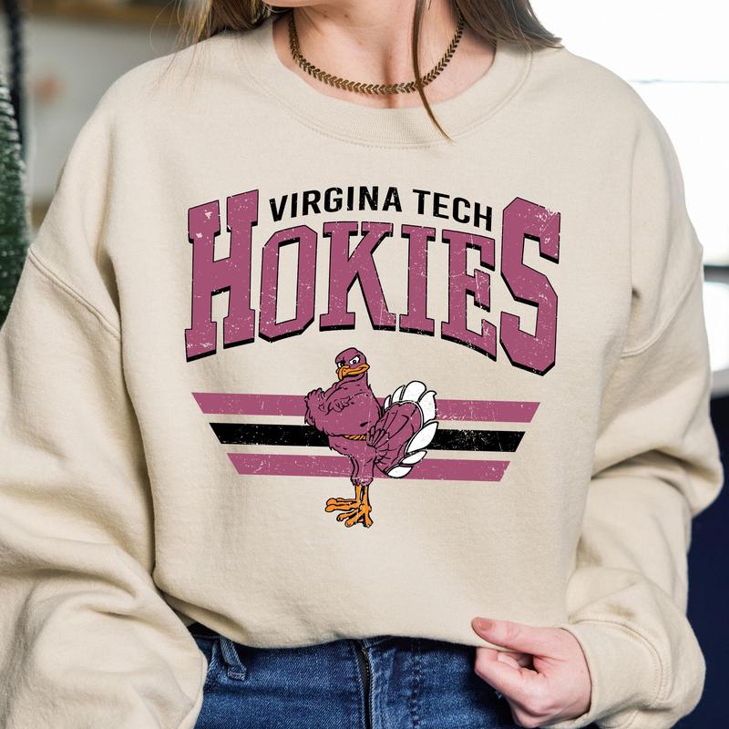 Virginia Tech Hokies Vintage Football NCAA Sweatshirt, Vintage Sweatshirt NCAA, Classic Sport Sweatshirt, Gifts For Football Fan Sport