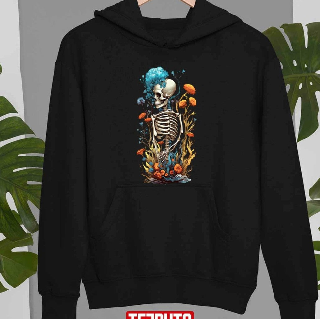 Skeleton With Spring Botanicals Halloween Unisex Sweatshirt