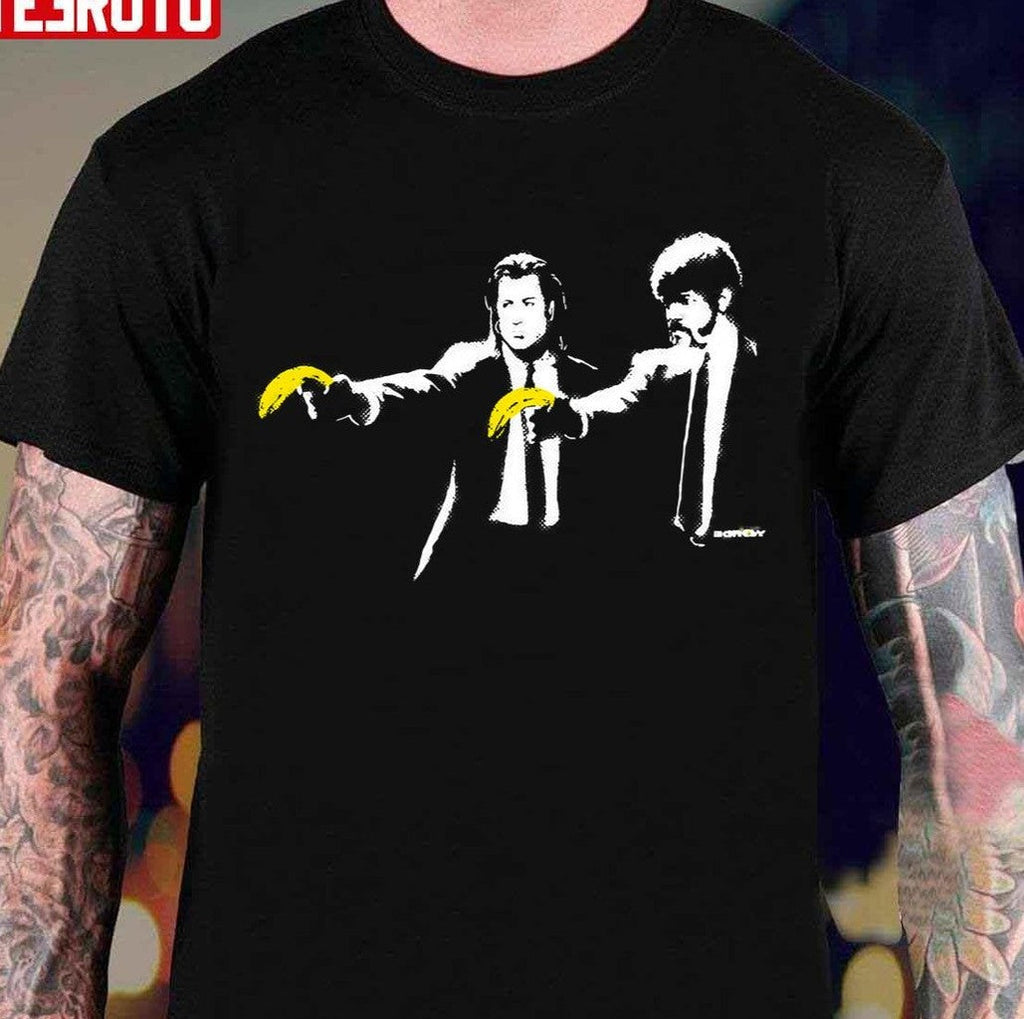 Banksy Graffiti Pulp Fiction Parody With Bananas Unisex T-Shirt