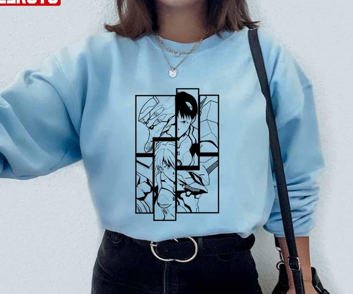 Neon Genesis Evangelion Characters Rei Ayanami &amp; Asuka Langley Soryu Eva 01 Unit 01 Unisex Hoodie