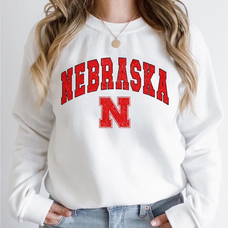 Nebraska Cornhuskers Vintage Football NCAA Trendy Sweatshirt, University of Nebraska Unisex Football NCAA Shirt, Gift For Men, Gift For Girls, Crewnec
