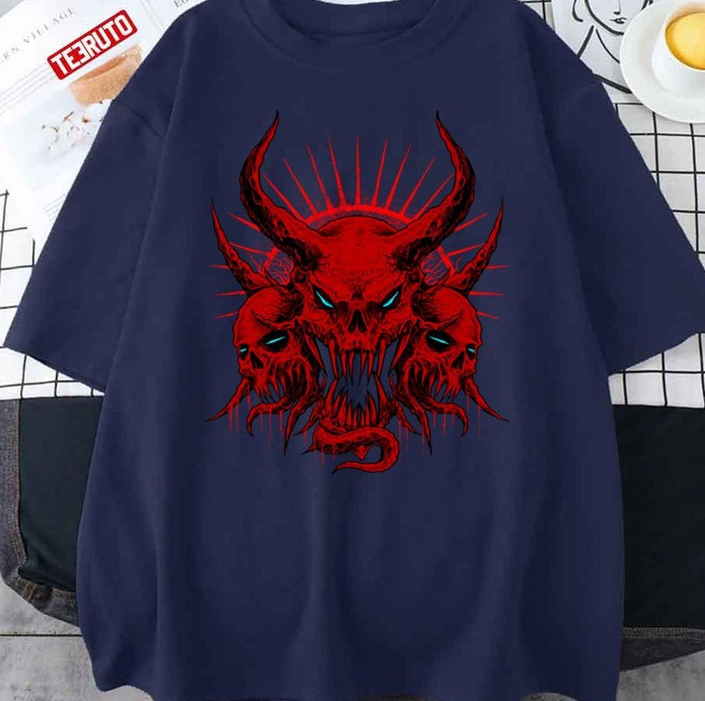 666 Demonic Demon Skulls Unisex T-Shirt