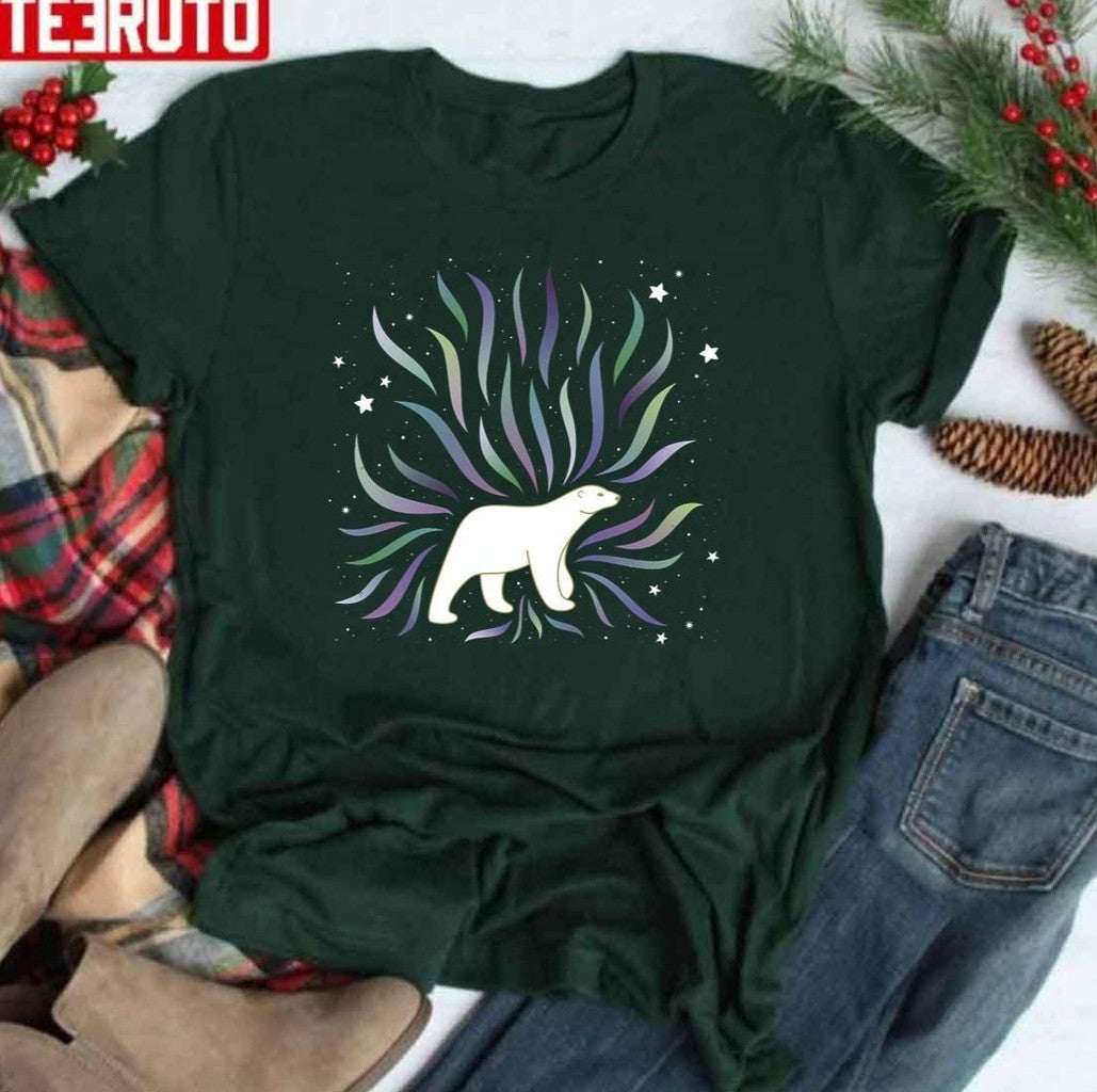 Polar Bear Northern Lights Unisex T-Shirt