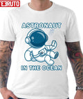Astronaut In The Ocean Holding Phone In Deepwater Unisex T-Shirt