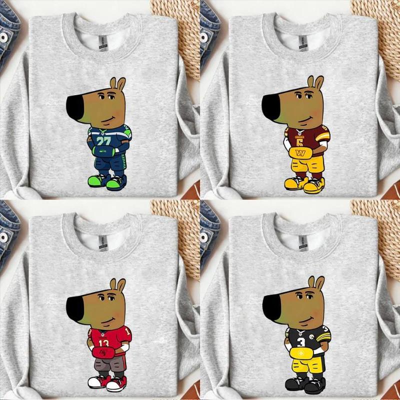 Chill Guy All Teams Football Unisex Sweatshirt, Chill Guy Sweatshirt, Vintage Football Shirt, Gildan Unisex Crewneck, Full Sizes Colors