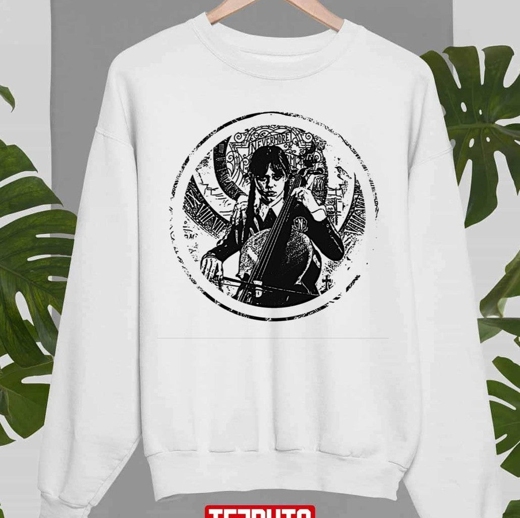 Round Sketch Cello Wednesday Circle Drawing Unisex Sweatshirt