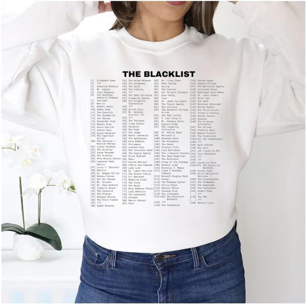 Names The Blacklist Seasons 1 8 Unisex Sweatshirt