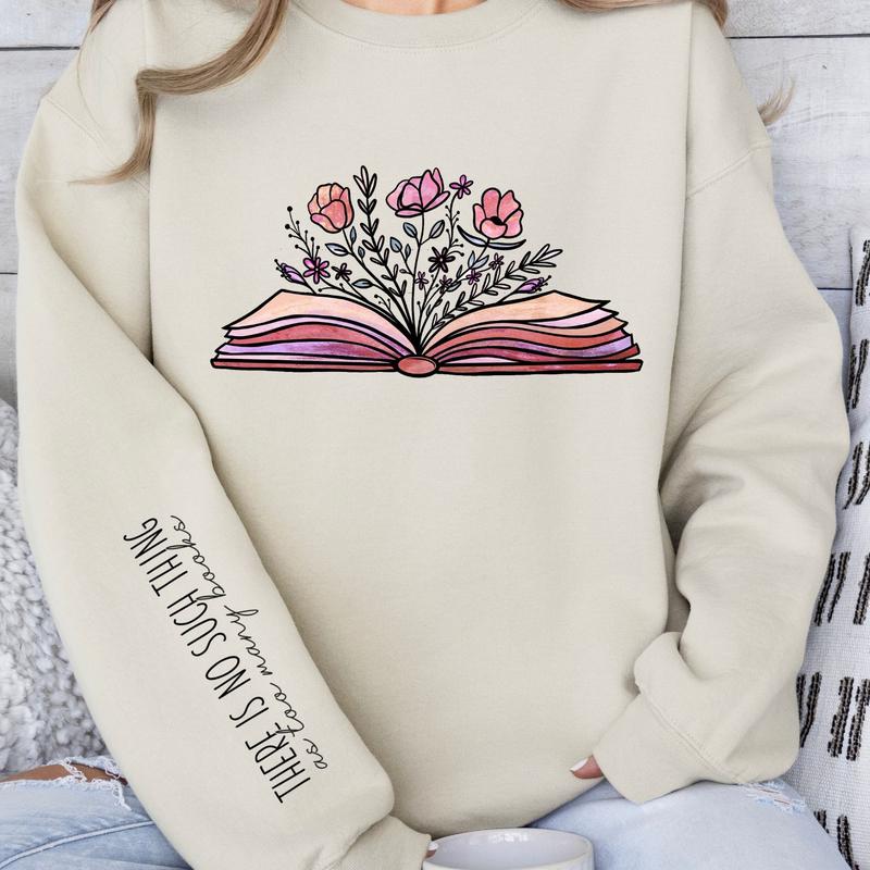 Open Book Crewneck Sweatshirt in Ivory, Womenswear Printed Soft, Book Love Shirts, Bookworm, Read, Librarian Sweatshirt